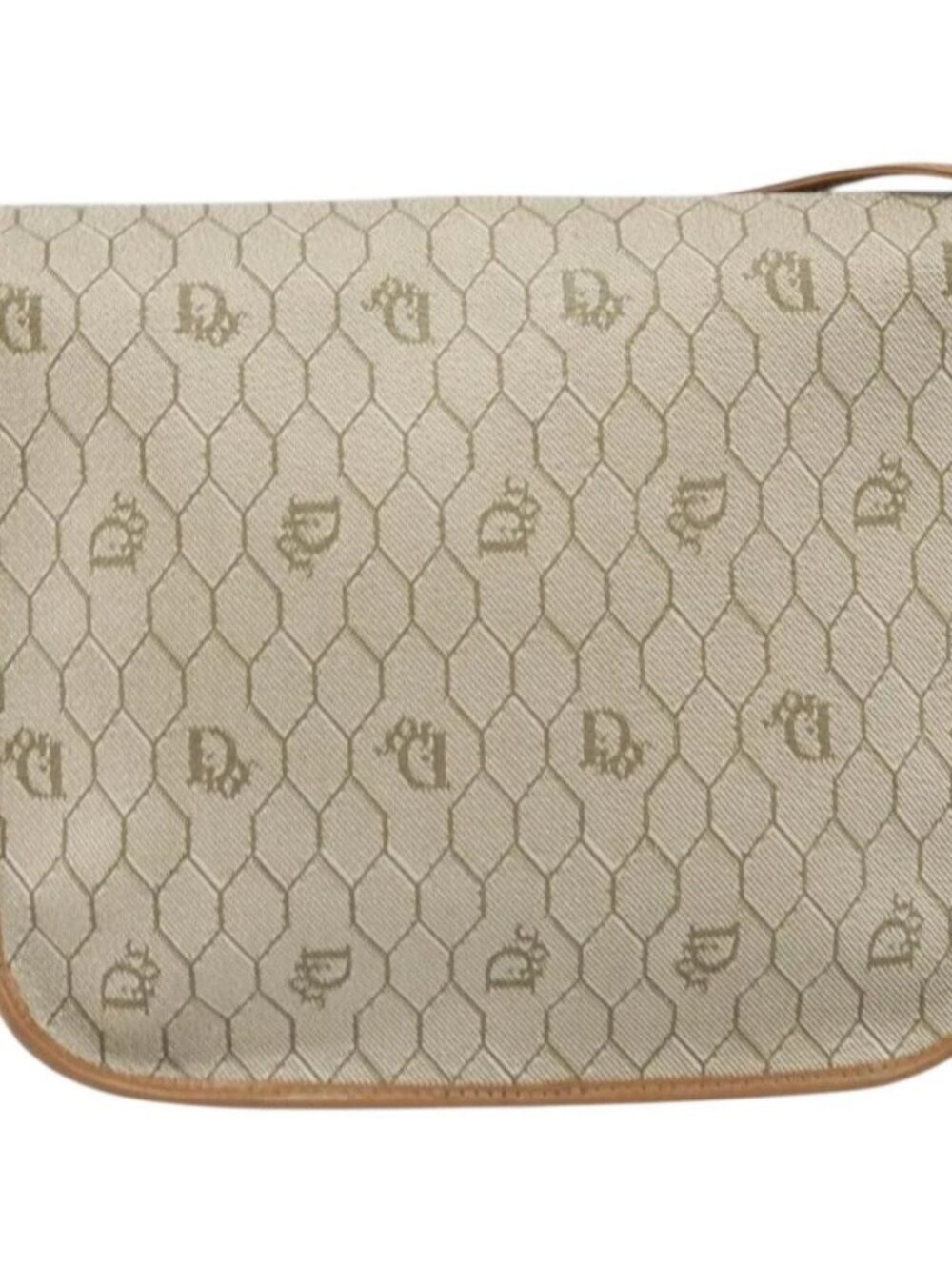 Christian Dior Honeycomb Canvas Shoulder Bag PVC Beige Gold Auth ka2352 - Picture 3 of 15